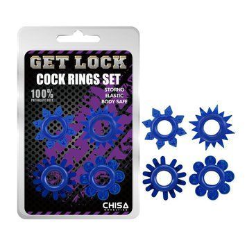 Набір ерекційних кілець Chisa GK Power Cock Rings з різними структурами, сині 58236 /CN-330358236 фото