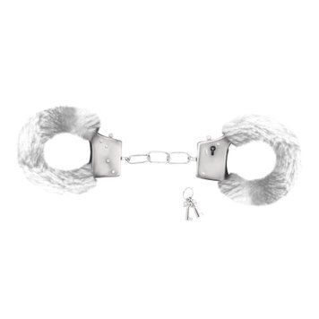 Наручники Love Cuffs Crushious металеві, з білим хутром C22115 фото