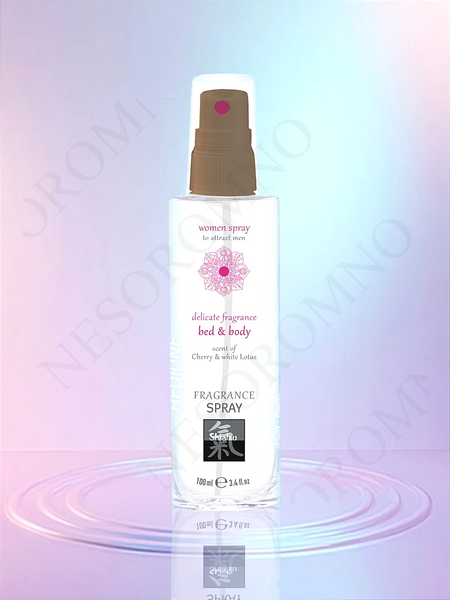 Спрей для тіла та ліжка з феромонами та афродизіаками SHIATSU Fragrance Вишня та білий лотос, 100 мл HOT67090 фото