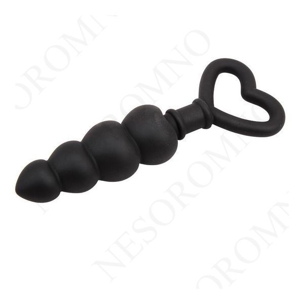 Анальна цепочка зі стоппером-сердечком Chisa Black Mont Beaded Luv Probe, чорна 80997 /CN-511480997 фото