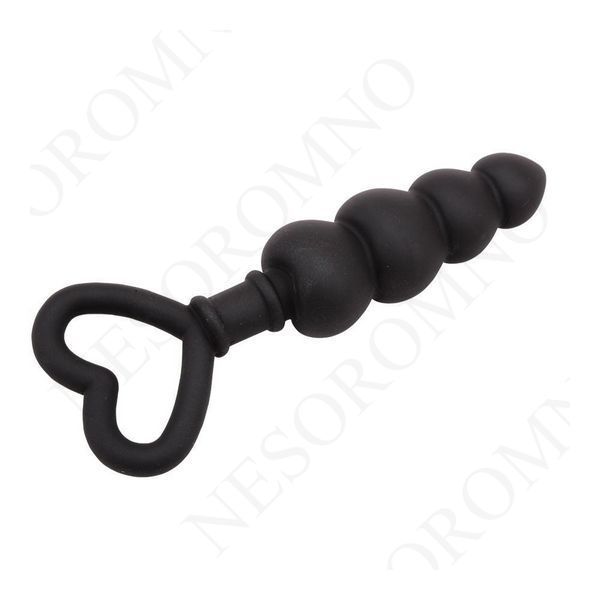 Анальна цепочка зі стоппером-сердечком Chisa Black Mont Beaded Luv Probe, чорна 80997 /CN-511480997 фото