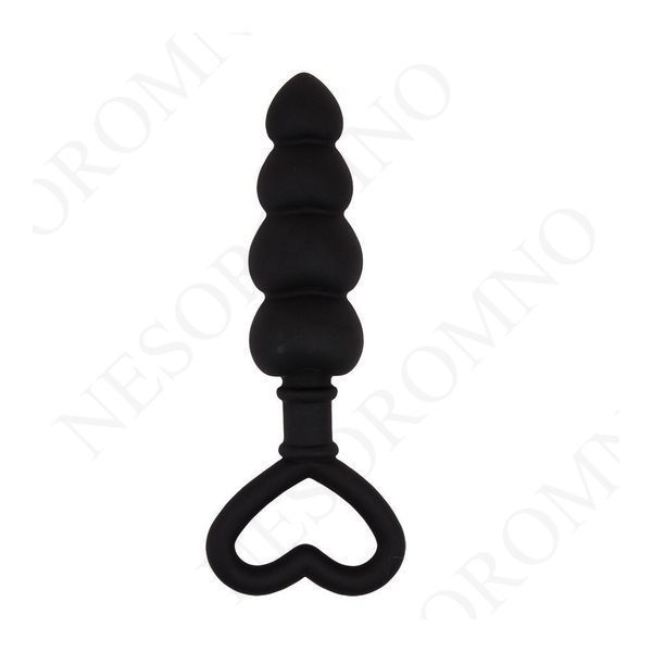 Анальна цепочка зі стоппером-сердечком Chisa Black Mont Beaded Luv Probe, чорна 80997 /CN-511480997 фото
