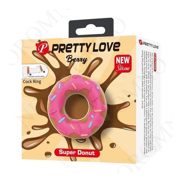 Ерекційне кільце Pretty Love Berry у формі пончика з кремом, рожеве, 4,6 &times; 2 см BI-210344-1 фото
