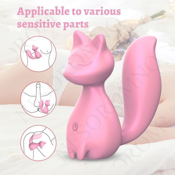 Міні-вібратор кліторальний Every Night Toys Doris у формі лисиці світло-рожевий, 10 режимів вібрації 20543 /YAI707W-032 фото