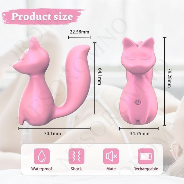 Міні-вібратор кліторальний Every Night Toys Doris у формі лисиці світло-рожевий, 10 режимів вібрації 20543 /YAI707W-032 фото