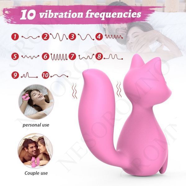Міні-вібратор кліторальний Every Night Toys Doris у формі лисиці світло-рожевий, 10 режимів вібрації 20543 /YAI707W-032 фото