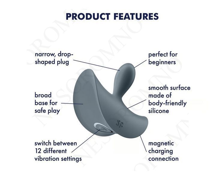 Тонка, краплинна пробка Satisfyer Booty Absolute Beginners 2 з вібрацією, сіра ST4045030 фото