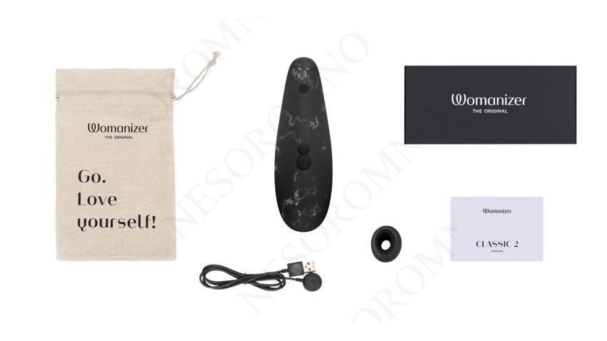 Вакуумний стимулятор клітора Womanizer Marilyn Monroe Black Marble W44099 фото