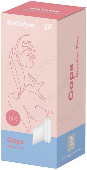 Набір змінних насадок на вакуумний стимулятор Satisfyer Caps Number Two білий, 5 шт. T360910 фото