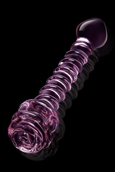 Спіральний фалоімітатор для точки G зі скла Dream Toys Glaze Glass у формі бутона троянди DT22122 фото