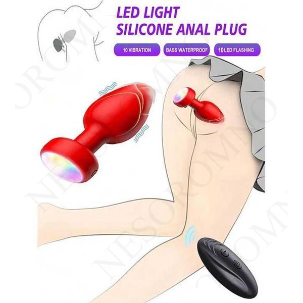 Анальна пробка що світиться з вібрацією і Д/У Light Anal Plug 3,5*9 см зелена &mdash; Анальні іграшки X00001123-3 фото
