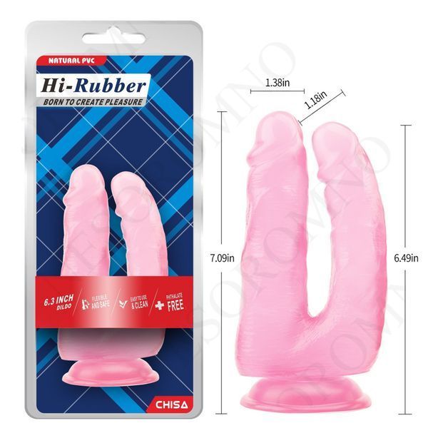 Фалоімітатор для подвійного проникнення Chisa Hi-Rubber, рожевий 14376 /CN-711914376 фото