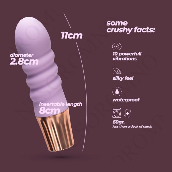 Міні-вібратор CRUSHIOUS Mellow Bubbles, лавандовий, 11 х 2,8 см EX50883 фото