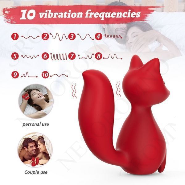 Міні-вібратор кліторальний Every Night Toys Doris у формі лисиці червоний, 10 режимів вібрації 20562 /YAI707W-032 фото