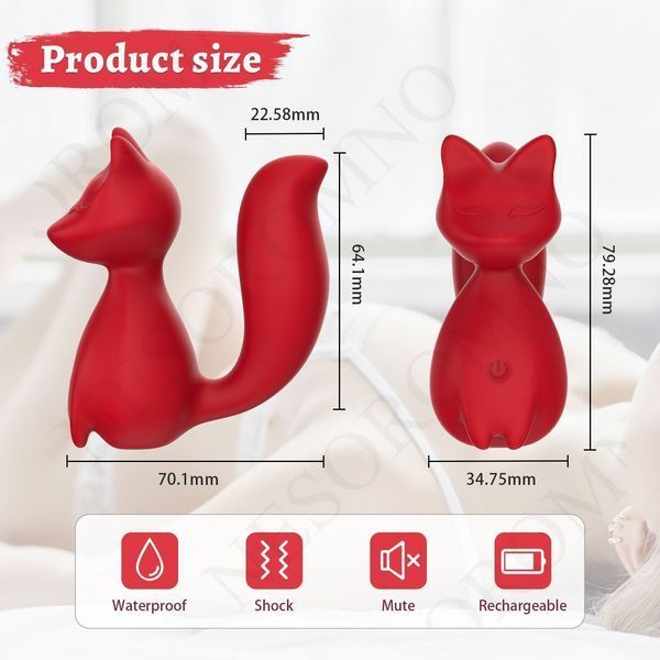 Міні-вібратор кліторальний Every Night Toys Doris у формі лисиці червоний, 10 режимів вібрації 20562 /YAI707W-032 фото