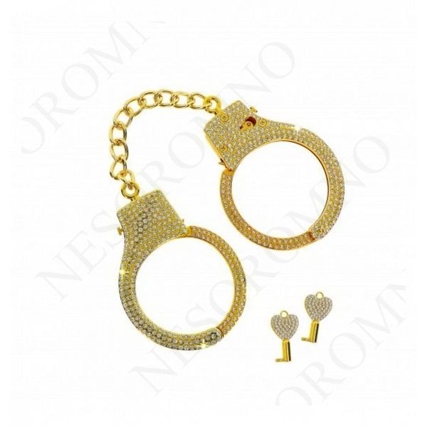 Наручники золоті Taboom Bondage in Luxury Diamond Wrist Cuffs прикрашені камінням TB17178 фото