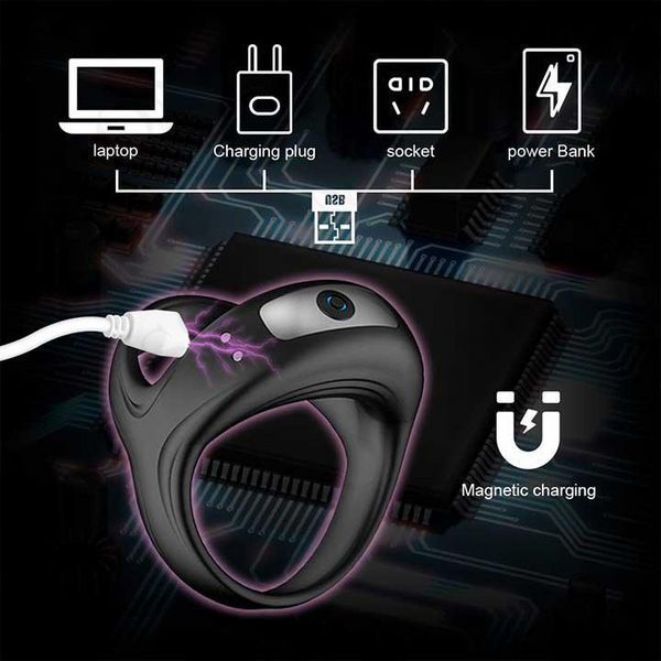 Потрійне ерекційне віброкольцо на пінис і мошонку USB - Чорний X0000726 фото