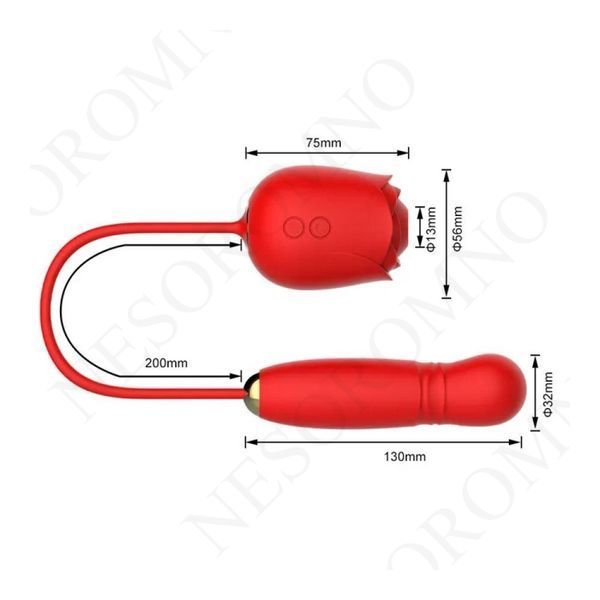 Вакуумний стимулятор у вигляді троянди Every Night Toys з пульсацією, червоний OD-2330MG фото
