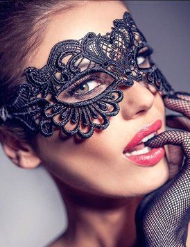 Чорна мережива маска для очей Star Night Lace Eye Mask на зав'язках, чорна, 2 шт C80609 фото