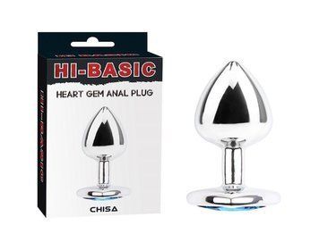 Анальна пробка Chisa HI-BASIC з блакитним каменем у вигляді серця 96322 / CN-731496322 фото