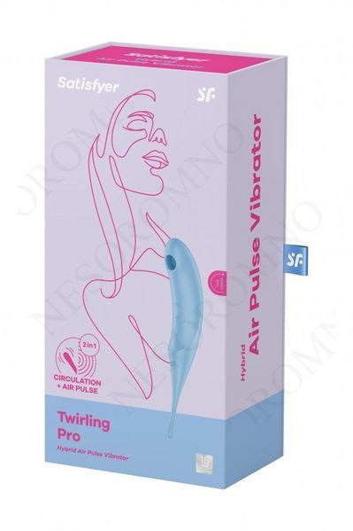 Гібридний вакуумний вібратор із точковою стимуляцією Satisfyer Twirling Pro, блакитний T360480 фото