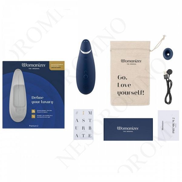 Безконтактний вакуумний кліторальний стимулятор Womanizer Premium 2 синій W44083 фото