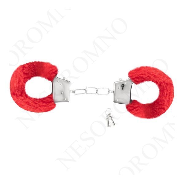 Наручники Love Cuffs Crushious металеві, з червоним хутром C18510 фото