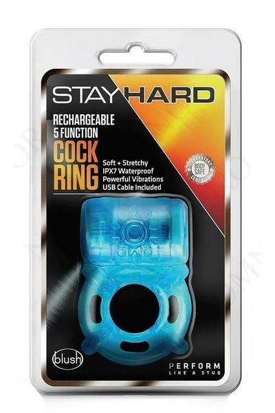 Кільце ерекційне з вібрацією Blush Stay Hard блакитне T331622 фото