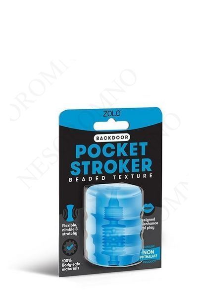 Мастурбатор 2 в 1 рельєфний Zolo Backdoor Pocket Stroke для орального сексу, блакитний T670028 фото