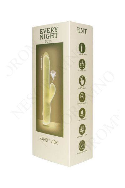 Вібратор кролик Every Night Toys з ротацією, фрикціями та вакуумною стимуляцією, жовтий OD-2413MG фото
