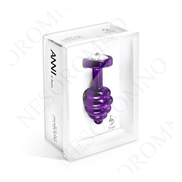 Анальна пробка із каменем Diogol-Ano Butt Plug Geribbeld Paars 3 см D26637 фото