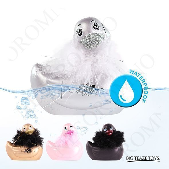 Вібратор качечка Big Teaze Toys Rub My Duckie, срібло BTT29006 фото