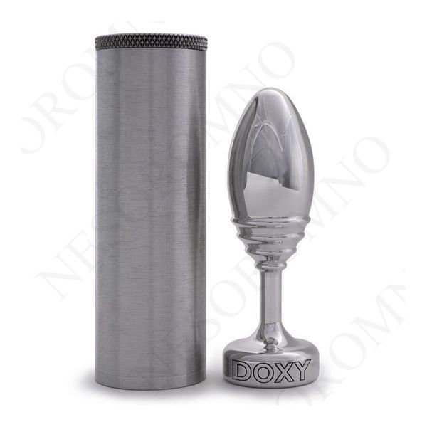 Анальна пробка ребриста Doxy Ribbed Butt Plug метал, срібляста D453013 фото