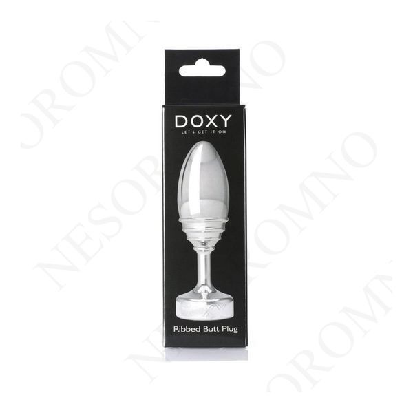 Анальна пробка ребриста Doxy Ribbed Butt Plug метал, срібляста D453013 фото