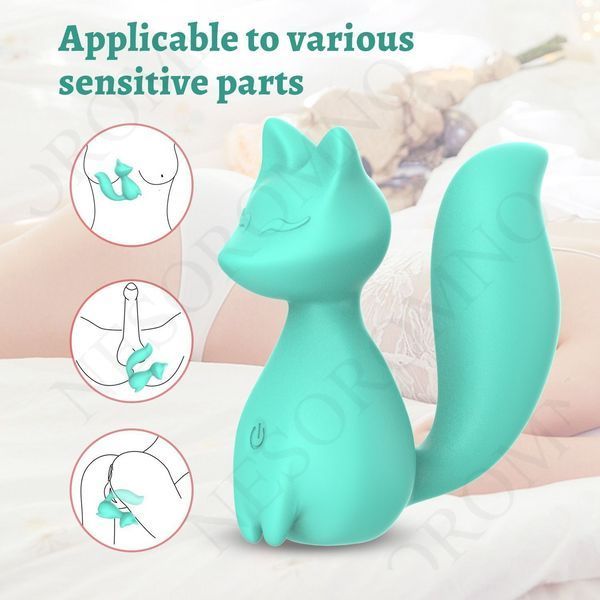 Міні-вібратор кліторальний Every Night Toys Doris у формі лисиці бірюзовий, 10 режимів вібрації 20536 /YAI707W-032 фото