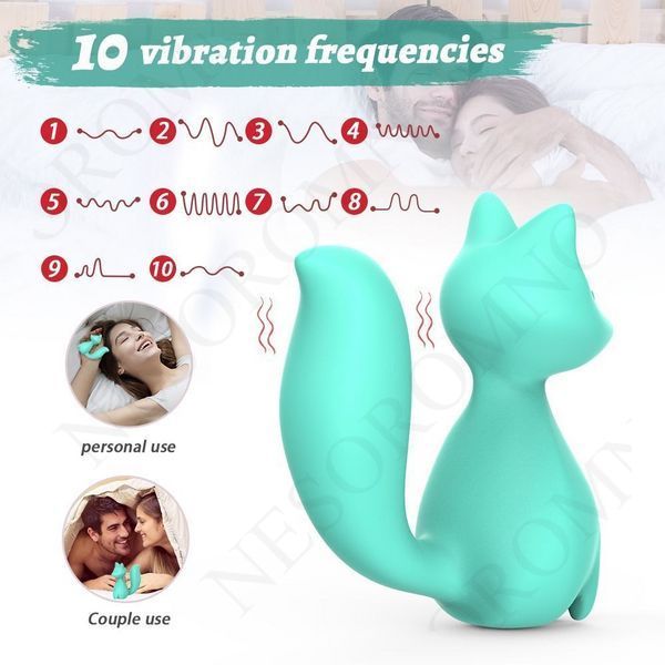 Міні-вібратор кліторальний Every Night Toys Doris у формі лисиці бірюзовий, 10 режимів вібрації 20536 /YAI707W-032 фото