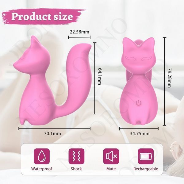 Міні-вібратор кліторальний Every Night Toys Doris у формі лисиці бірюзовий, 10 режимів вібрації 20536 /YAI707W-032 фото