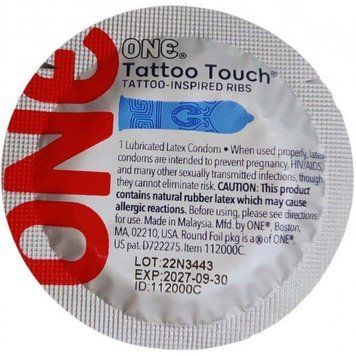 Набір презервативів із рельєфом у вигляді тату One Tattoo Touch сині (ціна за 5 шт.) ON223443 фото