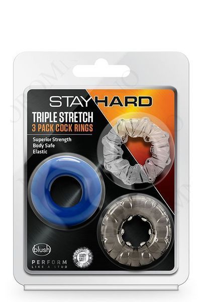 Набір ерекційних кілець STAY HARD TRIPLE STRETCH T331507 фото