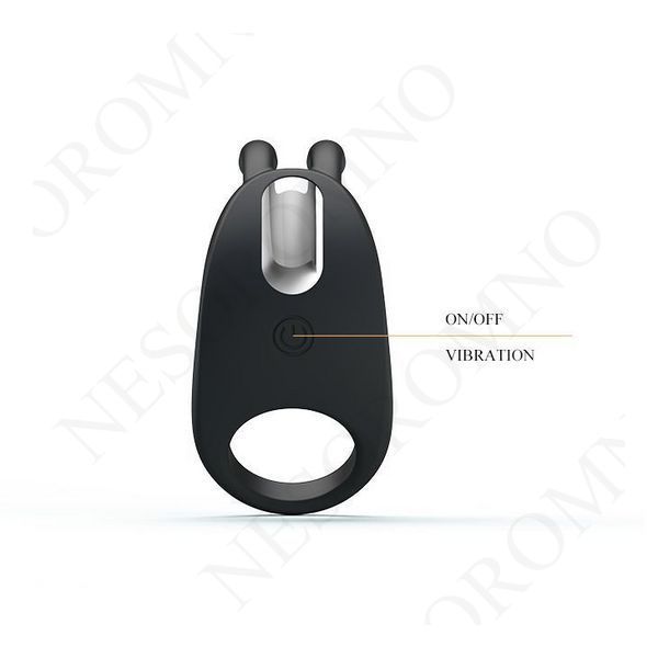 Ерекційне віброкільце Pretty Love Rabbit Vibrator з кліторальною стимуляцією, чорне 210152 фото
