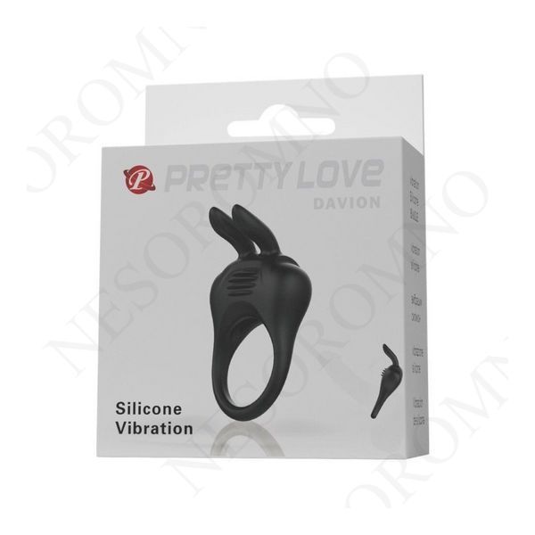 Вібро-ерекційне кільце з вушками Pretty Love чорне, 7.4 х 4.2 см PL66031199 фото
