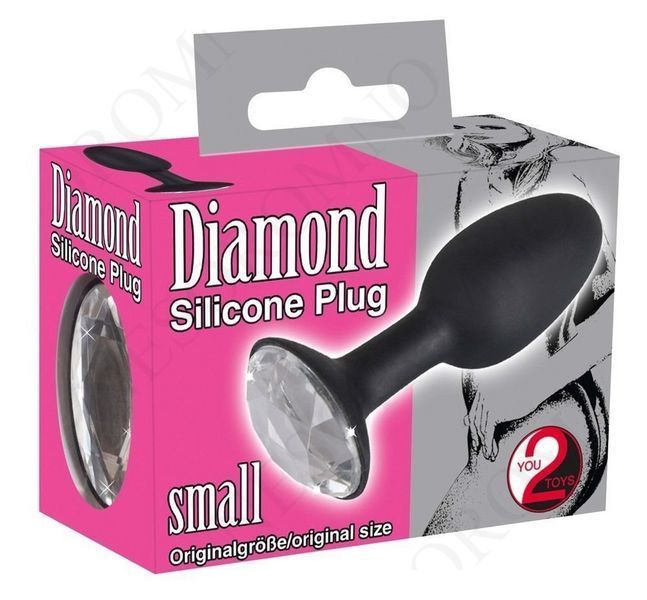 Анальна пробка зі стразом You2Toys Butt Plug Diamond S, силікон, чорна 5109040000 фото