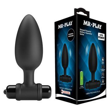 Анальна пробка з вібрацією Pretty Love Mr. Play, чорна, 11.8 см х 3.8 см BI-040107-MR фото