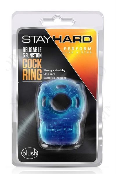 Кільце ерекційне з вібрацією Stay Hard, синє, 3.8 см T331623 фото