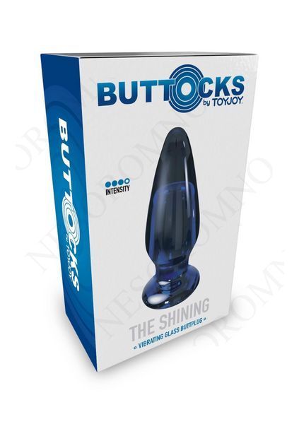 Скляна анальна пробка із вібрацією ToyJoy Buttocks конічної форми, синя TJ10216 фото