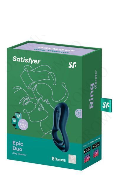 Ерекційне смарт кільце з вібрацією Satisfyer Epic Duo синє  T360255 фото