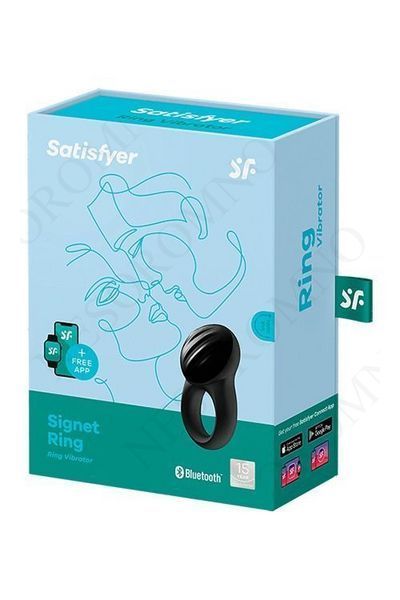 Кільце ерекційне Satisfyer SIGNET RING із підключенням до додатку, чорне T360122 фото