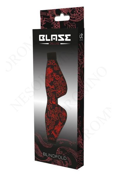 Маска на очі чорна Dream Тoys Blaze Deluxe Blindfold з червоним візерунком у вигляді вишивки DT21532 фото
