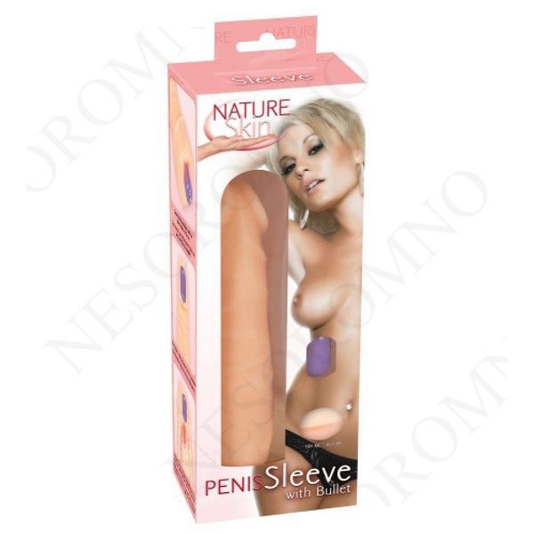 Реалістична насадка для збільшення члена Nature Skin із вібрацією, тілесна YT587591 фото