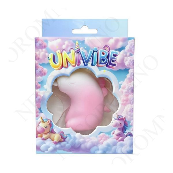 Стимулятор клітора з довгим обертовим язичком UNIVIBE Єдиноріг, 10 режимів, градієнт біло-рожевий DDP-072904 фото